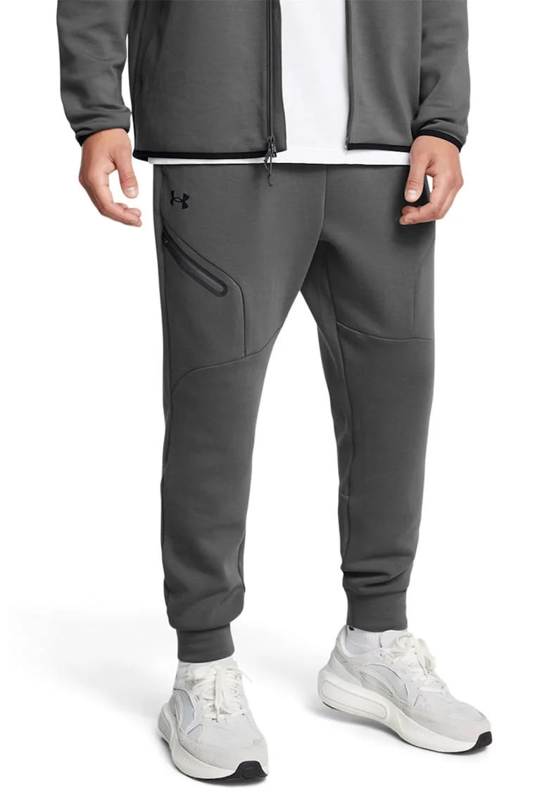 Pantaloni jogger slim fit din fleece Unstoppable, Gri inchis