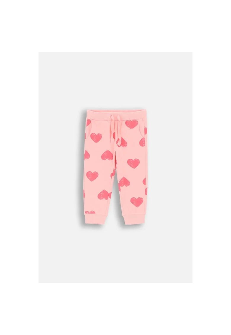 Pantaloni sport cu imprimeu cu inimi, Roz