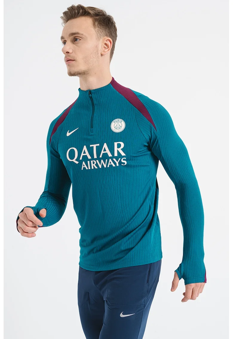 Bluza cu logo si fermoar scurt pentru fotbal, Visiniu/Verde englez