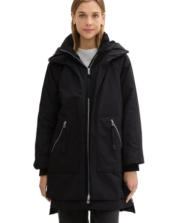 Geaca parka cu gluga, Negru