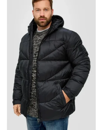 Geaca matlasata barbati big size cu gluga,  Big, Negru, Negru