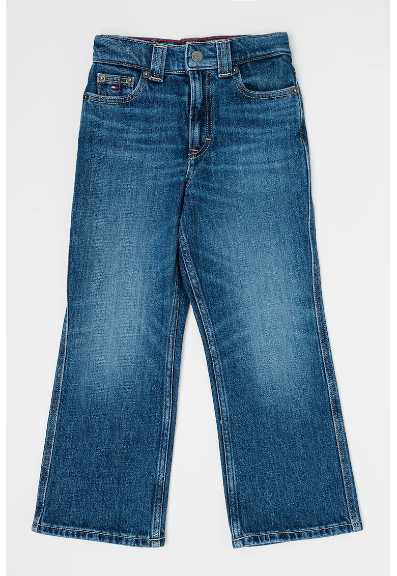 Blugi bootcut cu aspect decolorat, Albastru inchis