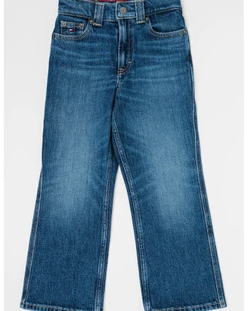 Blugi bootcut cu aspect decolorat, Albastru inchis