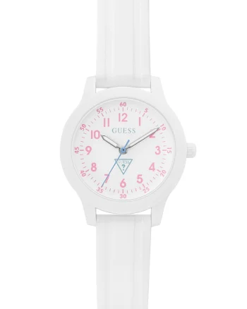 Ceas quartz cu bareta din silicon, Alb