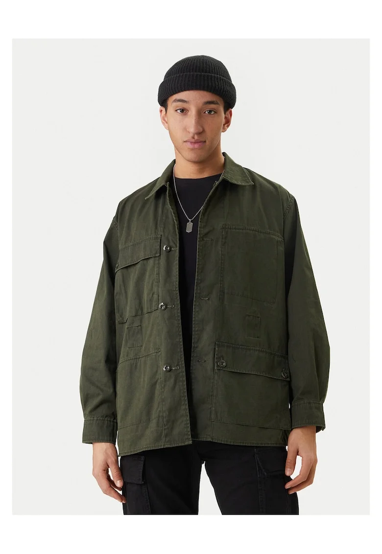 Geaca de tranzitie barbati, G-Star Raw, supradimensionata, verde, bumbac,