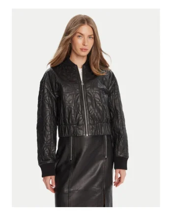 Geaca de piele,  neagra, pentru femei
