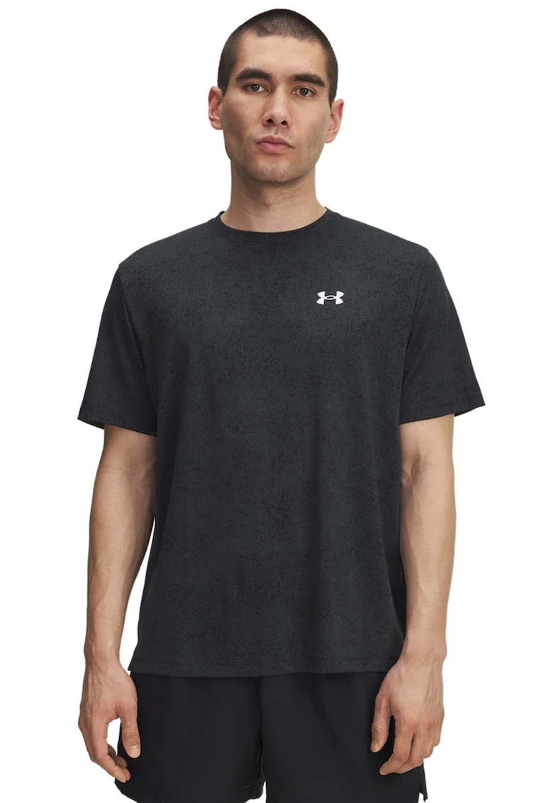 Tricou cu logo, pentru fitness Tech Tee Pixelate, Alb/Negru stins