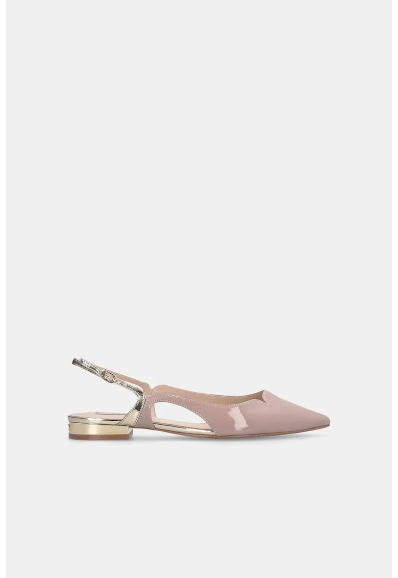 Balerini slingback cu aspect lacuit, Auriu/Roz
