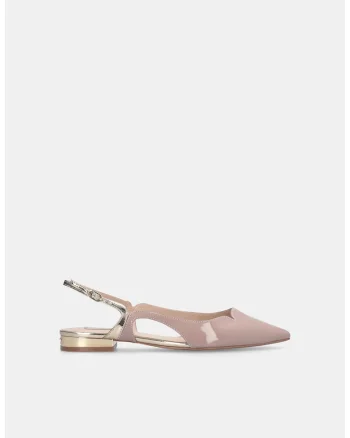 Balerini slingback cu aspect lacuit, Auriu/Roz