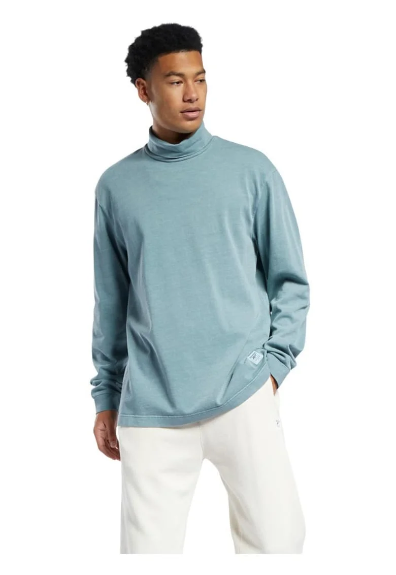 Tricou sport,  maneca lunga, oversize, albastru, bumbac organic,