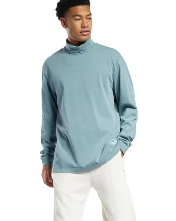 Tricou sport,  maneca lunga, oversize, albastru, bumbac organic,