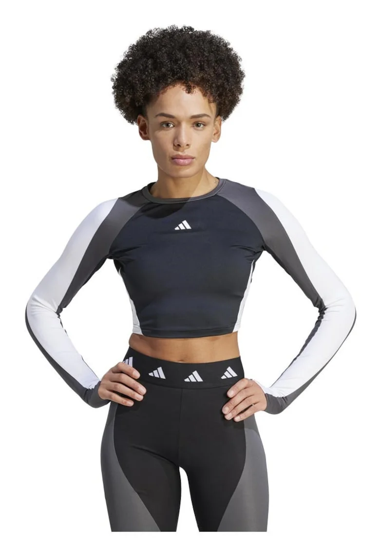 Bluza sport dama, adidas, Techfit, senzatie uscata, negru, material reciclat,