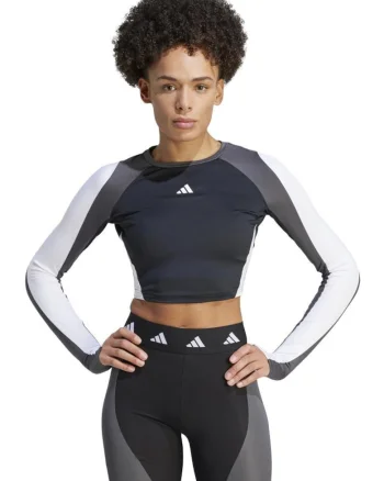 Bluza sport dama, adidas, Techfit, senzatie uscata, negru, material reciclat,