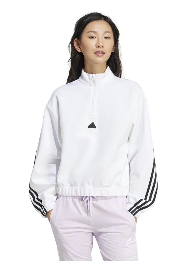 Bluza sport dama, Adidas, Future Icons, croiala larga, alb, bumbac reciclat,