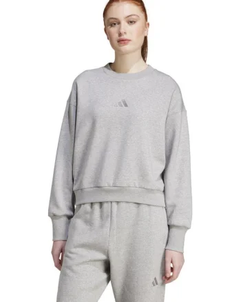 Bluza sport, Adidas, croiala lejera, gri, bumbac si fleece reciclati
