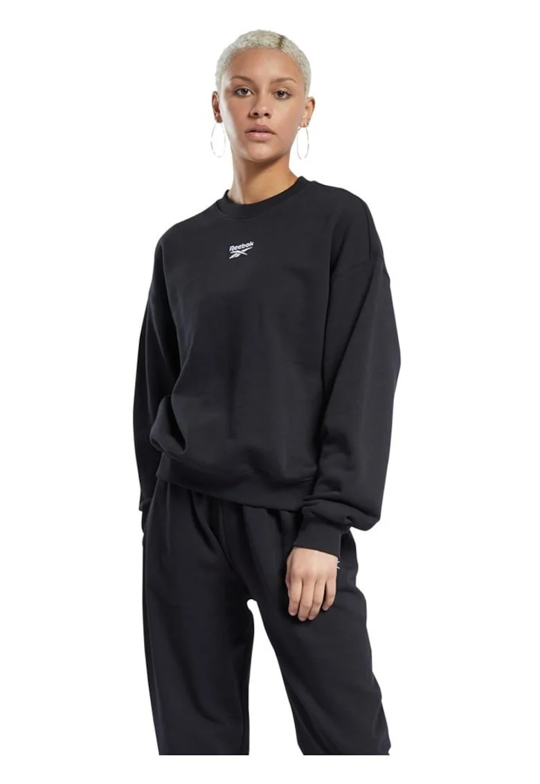 Hanorac sport dama  oversize, bumbac organic, calduros, negru,