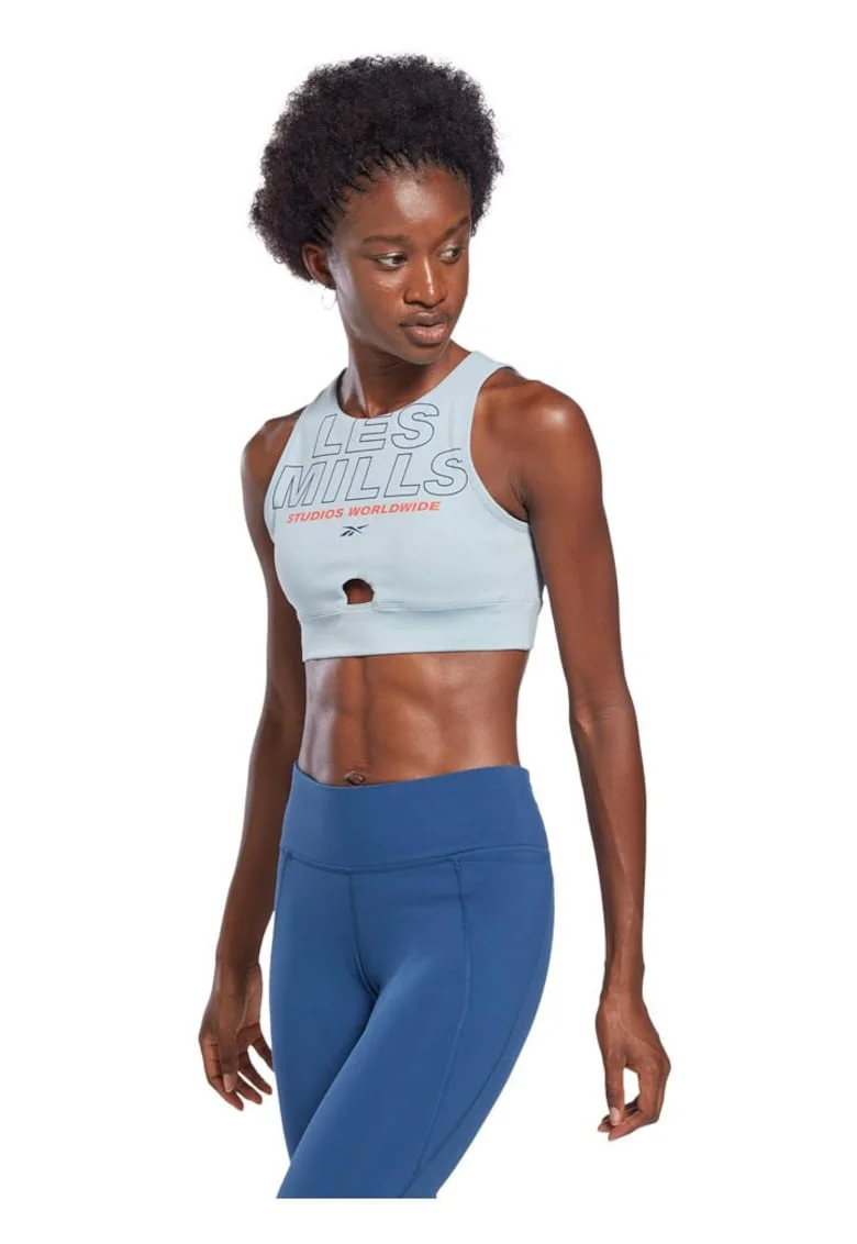 Maiou sport  crop, albastru, material moale si elastic, cu bureti detasabili