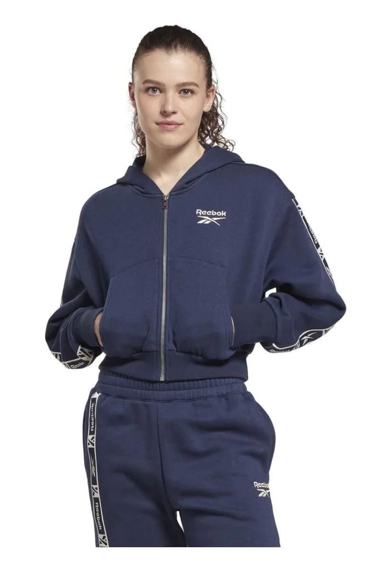 Hanorac sport dama,  gluga, albastru, fleece,