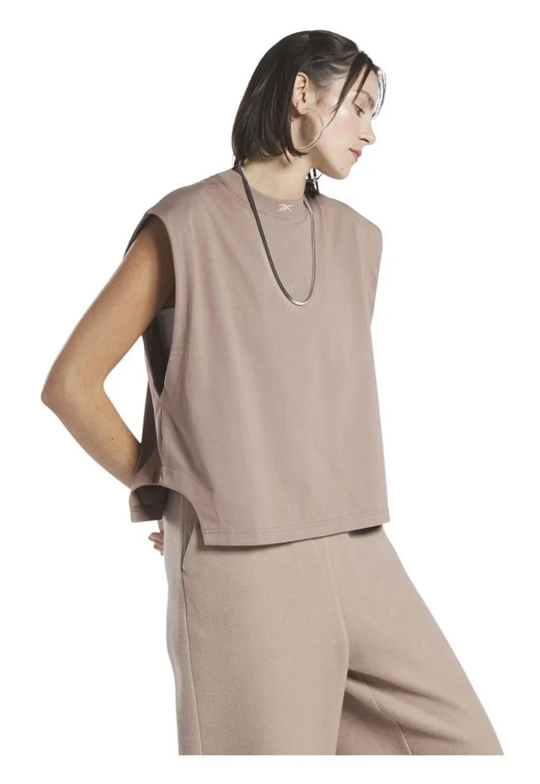 Maiou sport  croiala supradimensionata, decupaje moderne, culoare maro, 100% bumbac,