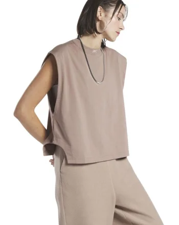 Maiou sport  croiala supradimensionata, decupaje moderne, culoare maro, 100% bumbac,