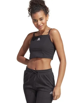 Maiou sport dama, adidas, inspirat de corset, bumbac elastic, negru