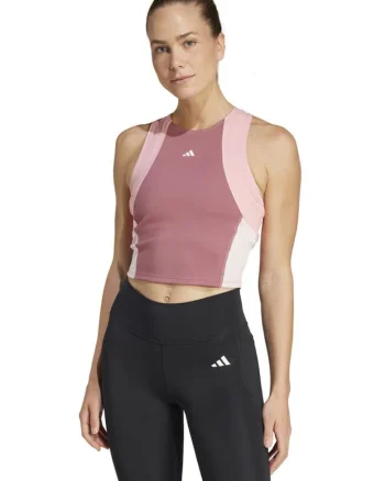Top scurt de antrenament, adidas, Techfit, compresiv, roz, material reciclat