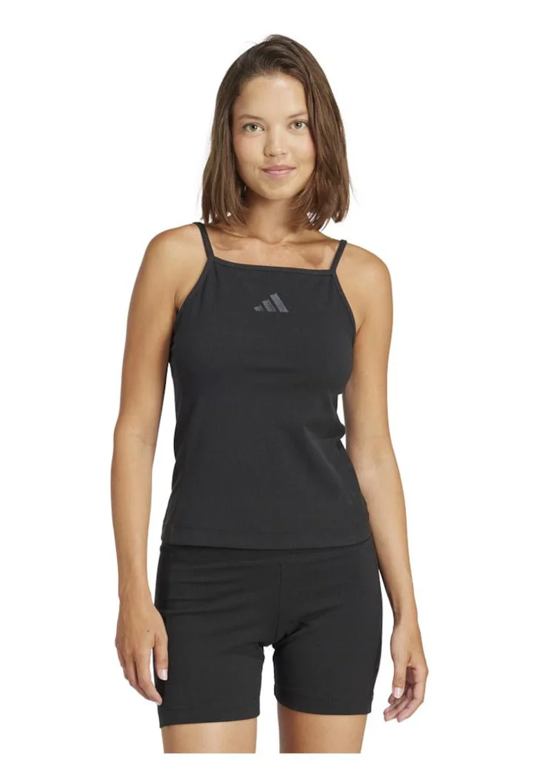 Maiou sport dama Adidas, negru, tesatura elastica, croiala mulata,