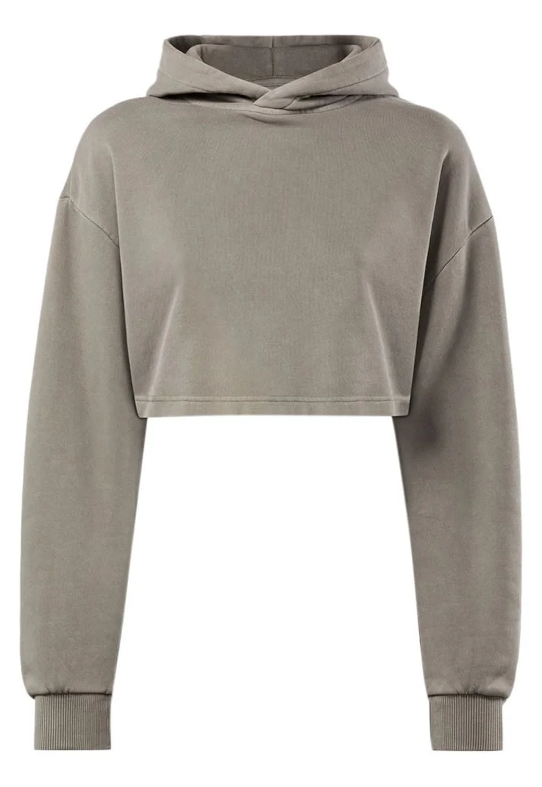 Hanorac sport  model Natural Dye, pentru dama, gri, bumbac/poliester
