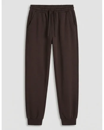 Pantaloni de trening cu croiala conica si talie ajustabila, Maro inchis
