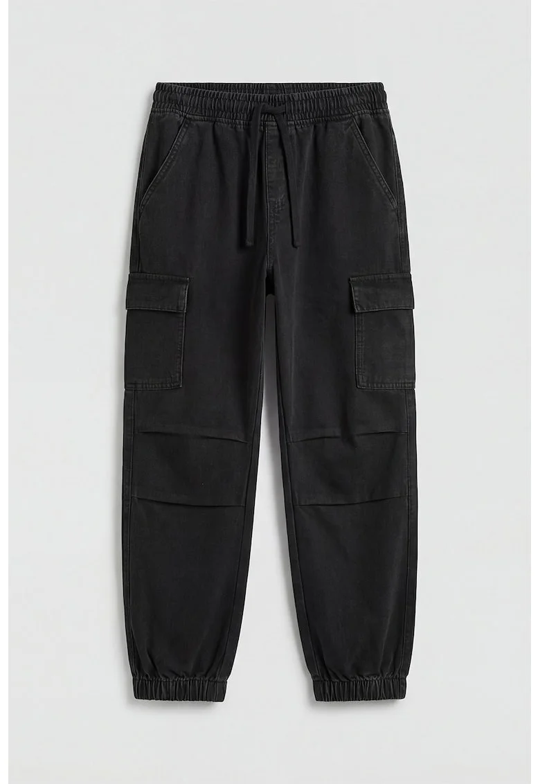 Blugi cargo baggy din amestec de lyocell, Gri antracit