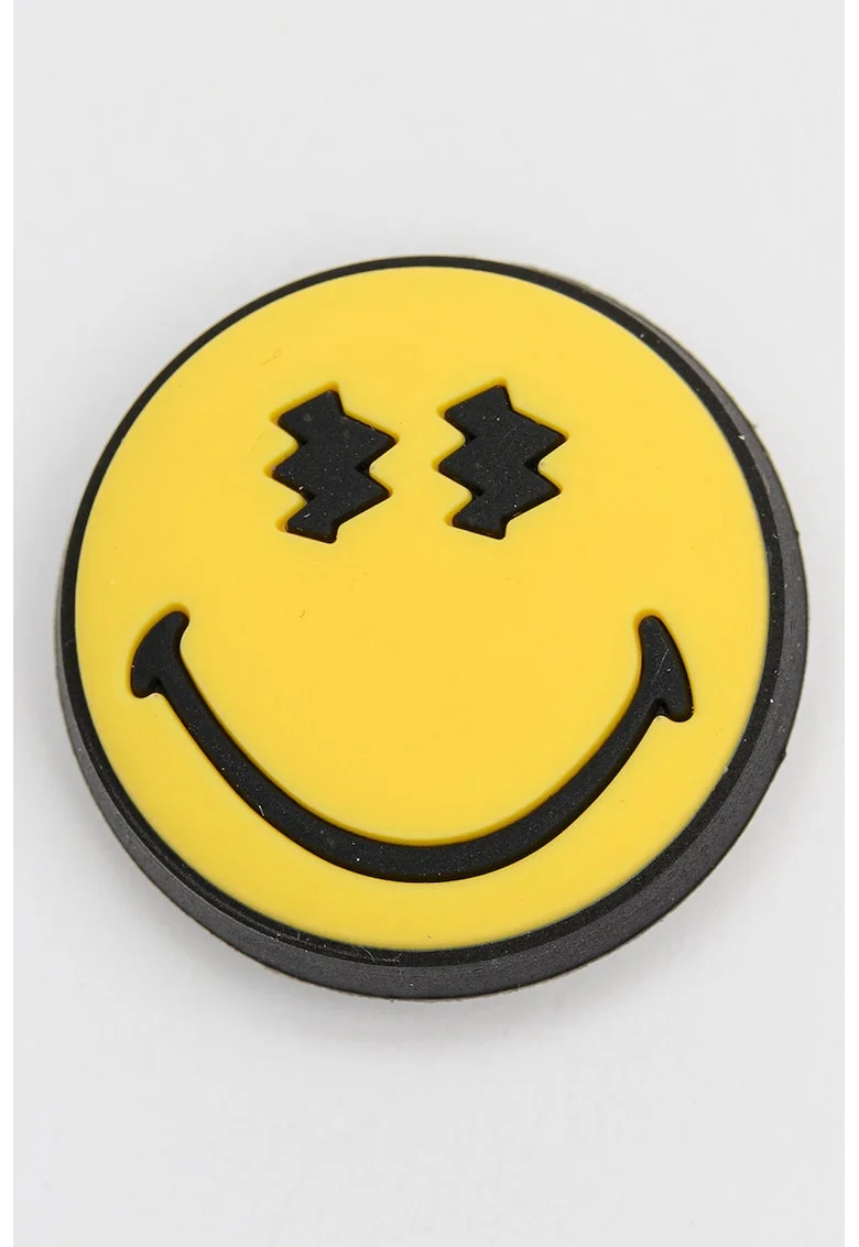 Set de talismane Smiley Faces Jibbitz - 5 piese, Negru/Galben