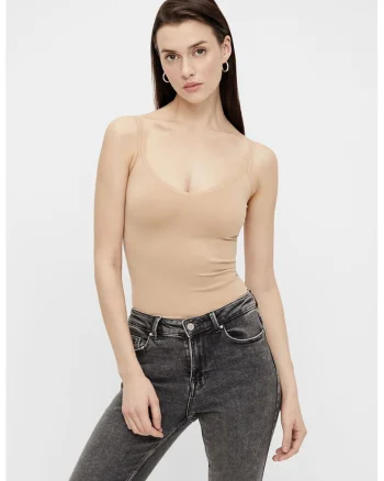 Top uni slim fit, Maro camel