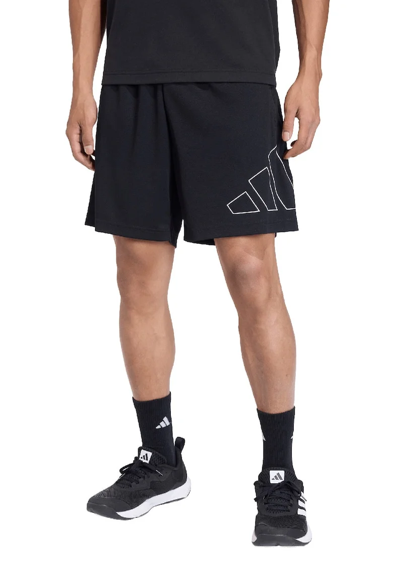 Pantaloni scurti cu logo, pentru antrenament Base, Alb/Negru