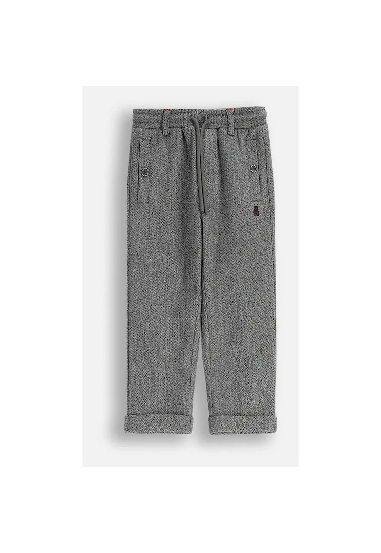 Pantaloni copii,  tricotaj structural, gri, poliester