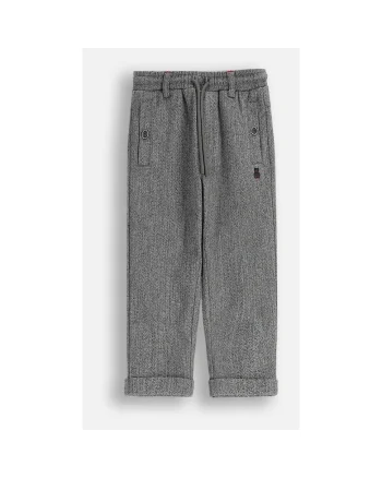 Pantaloni copii,  tricotaj structural, gri, poliester