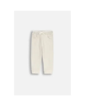 Pantalon sport cu talie elastica si funda decorativa, Alb unt,