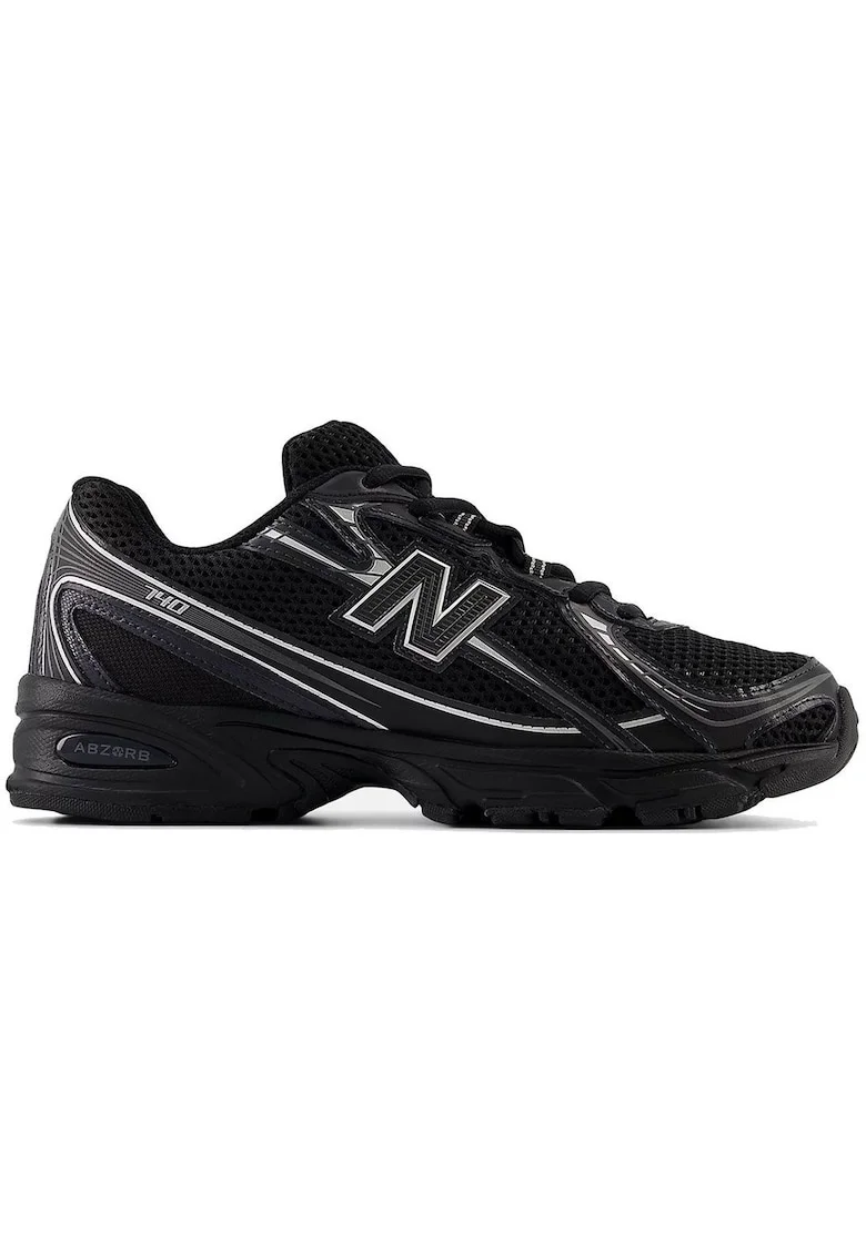 Pantofi sport 740 din piele ecologica cu garnituri din material textil, Black Grain