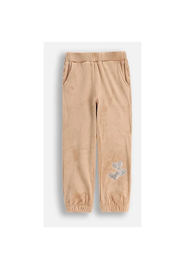 Pantaloni copii,  velur, talie elastica, bej, poliester