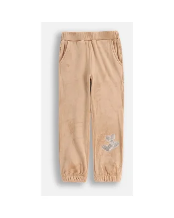 Pantaloni copii,  velur, talie elastica, bej, poliester