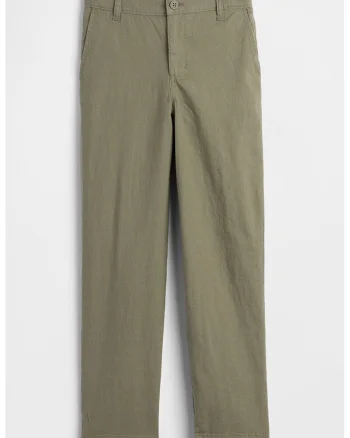 Pantaloni din amestec de in cu buzunare, Verde pal