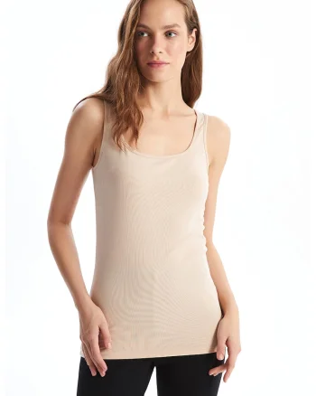Top din amestec de bumbac, Bej deschis