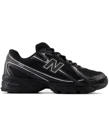 Pantofi sport 740 din piele ecologica cu garnituri din material textil, Negru/Argintiu