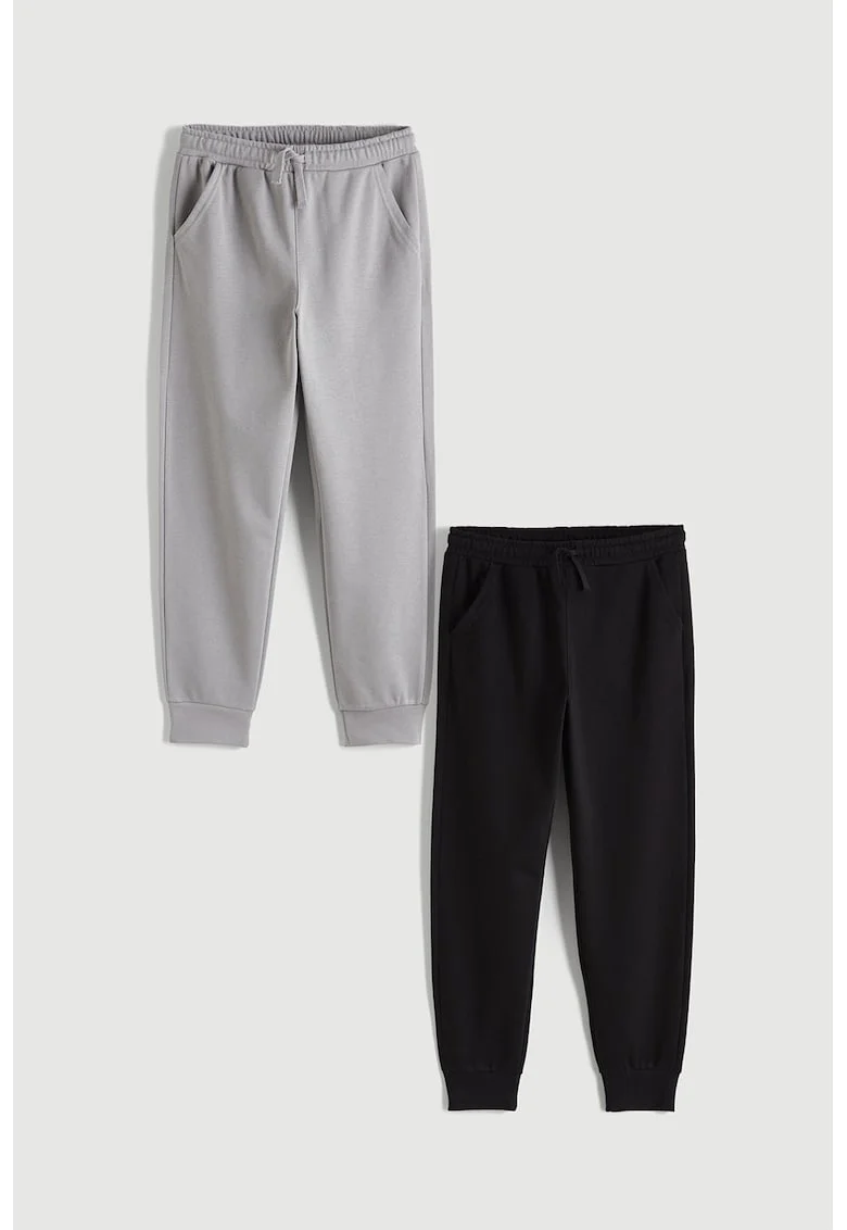 Set de pantaloni de trening - 2 piese, Negru/Gri deschis