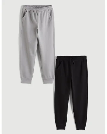 Set de pantaloni de trening - 2 piese, Negru/Gri deschis
