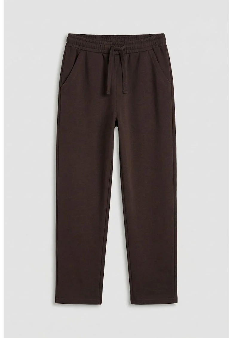 Pantaloni de trening drepti cu talie ajustabila, Maro inchis