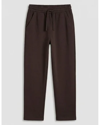 Pantaloni de trening drepti cu talie ajustabila, Maro inchis