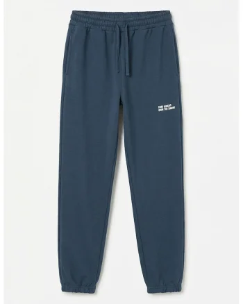 Pantaloni de trening cu text, Albastru petrol