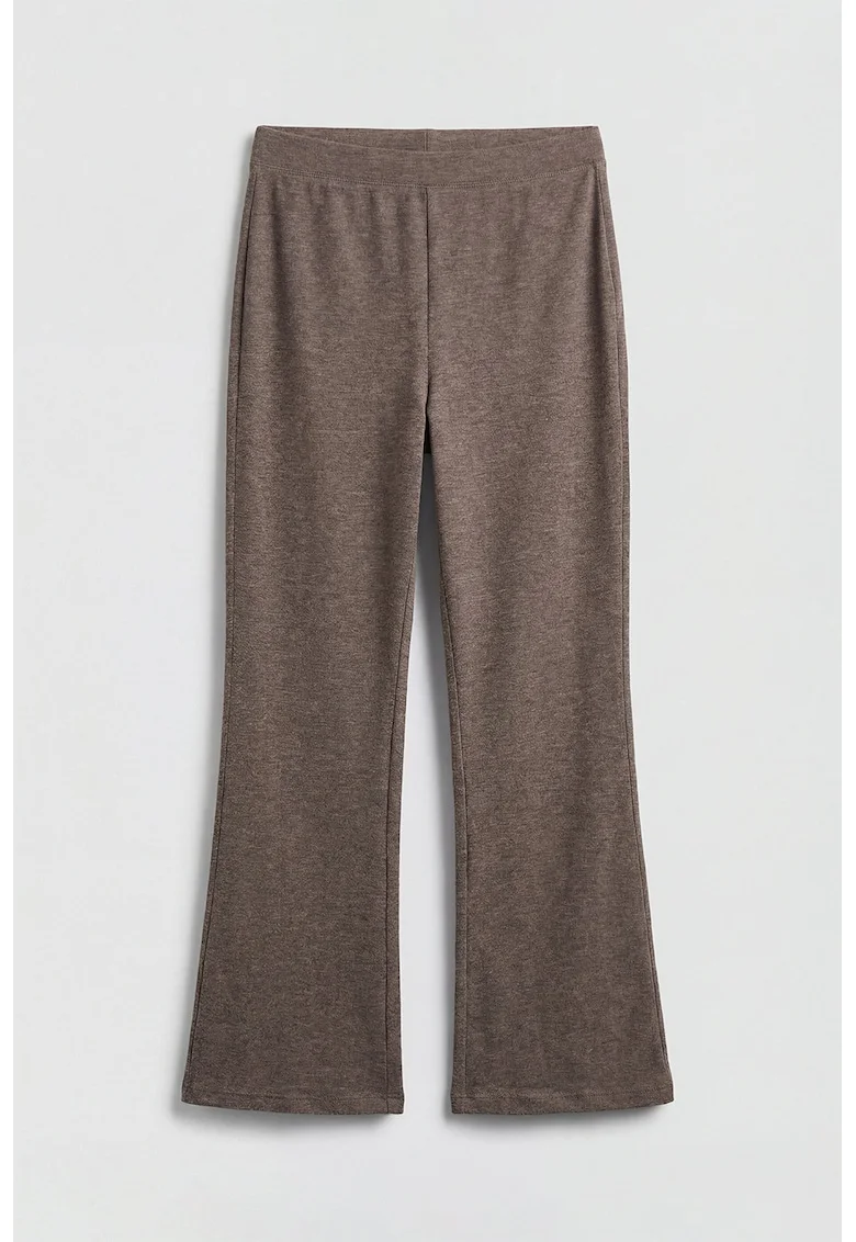 Pantaloni uni cu talie medie, Maro taupe