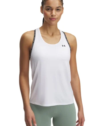 Top cu decupaj pe partea din spate pentru fitness Knockout, Alb/Negru stins