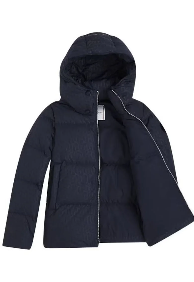 Geaca cu gluga si umplutura de puf Cube Embossed Puffer Down,